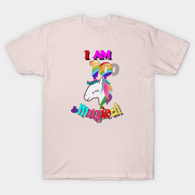 unicorn 10th birthday: I am 10 and magical T-Shirt by bratshirt